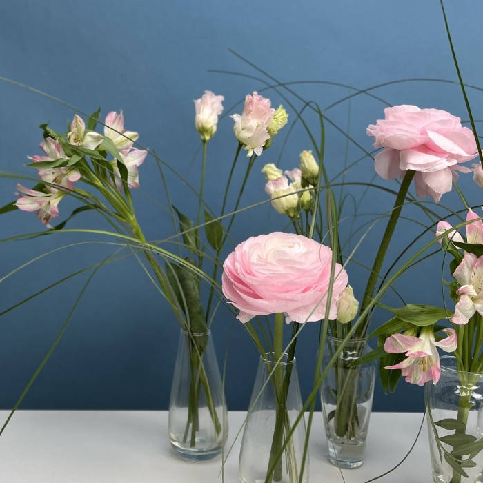 Настольная композиция из семи ваз Розовая свадьба